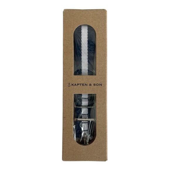 Kapten & Son Navy White Striped Canvas Watch Strap Band Unisex NIB - Picture 1 of 2